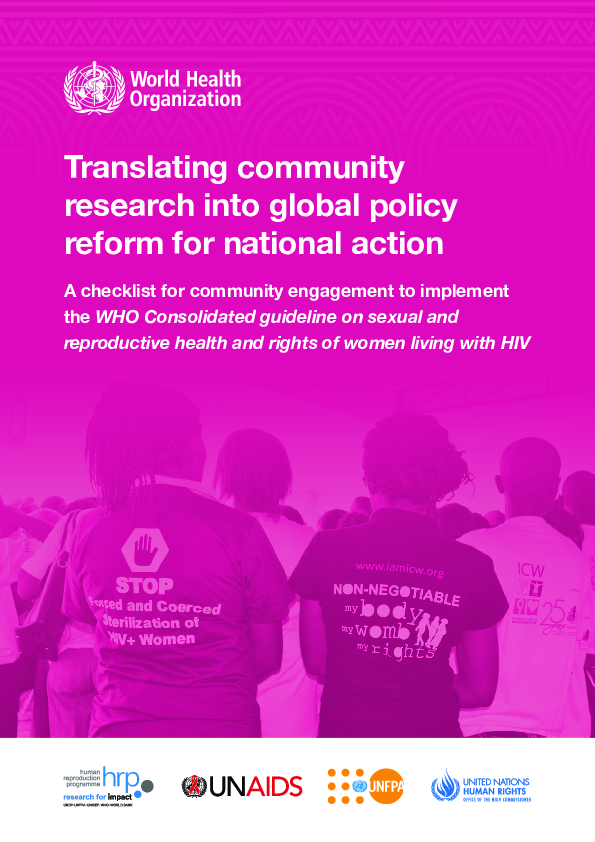 Translating community research into global policy reform for national action