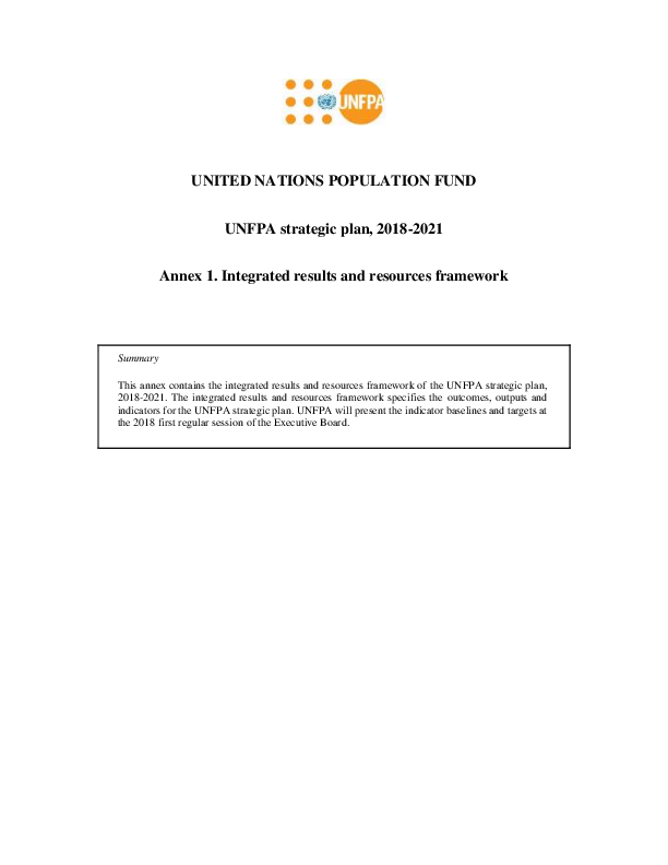 Supporting Documents For The UNFPA Strategic Plan 2018-2021