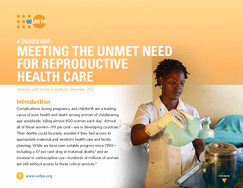 Meeting the Unmet Need for Reproductive Health Care