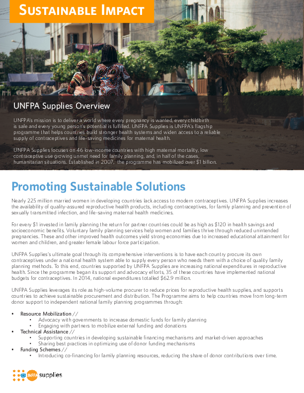 UNFPA Supplies 2015: Sustainable Impact