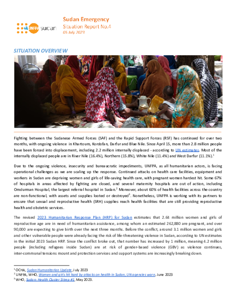 UNFPA Sudan Emergency Situation Report #4 - 05 July 2023