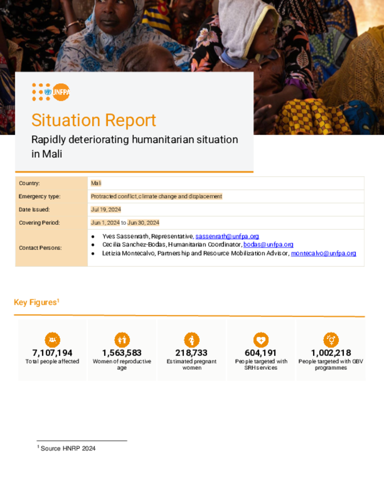 UNFPA Mali Situation Report #1 - 19 July, 2024