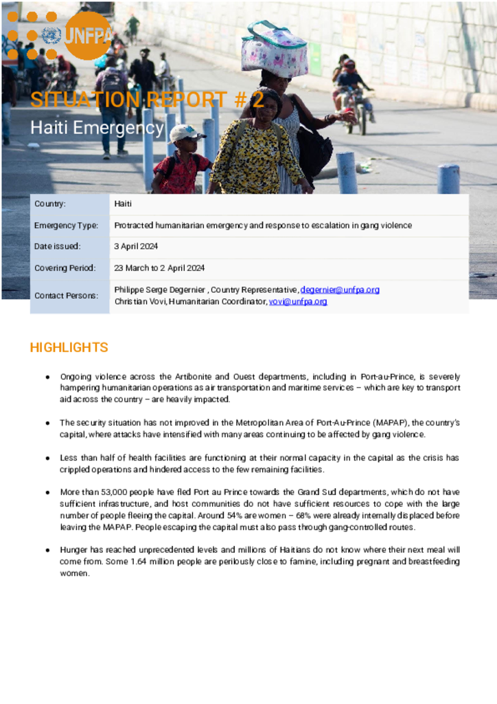 Haiti Situation Report #2 - 3 April 2024