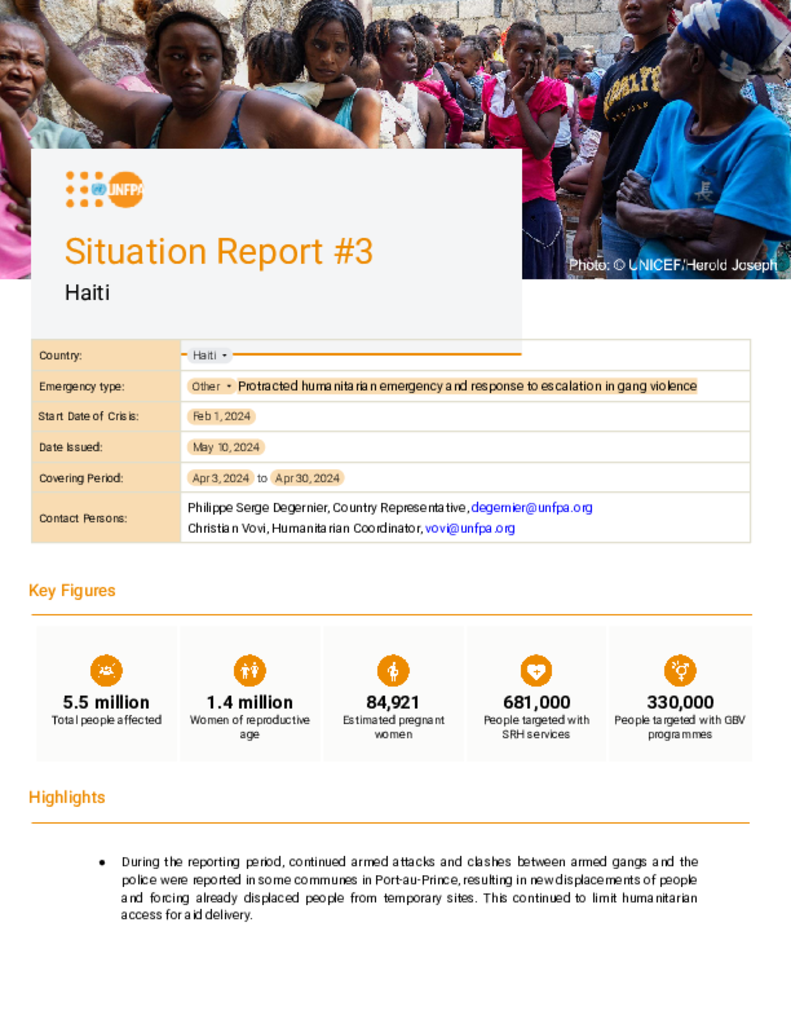 Haiti Situation Report #3 - 10 May 2024