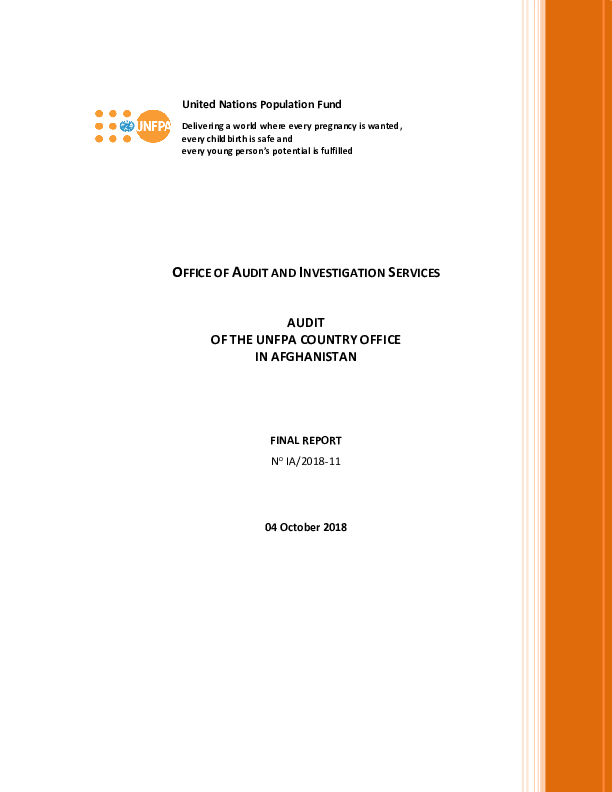 Audit of the UNFPA Country Office in Afghanistan