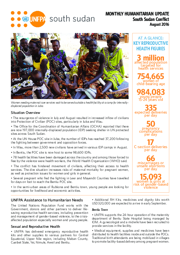 South Sudan Humanitarian Update - August 2016