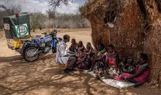 As drought tightens its grip on Kenya, a motorcycle ambulance is…